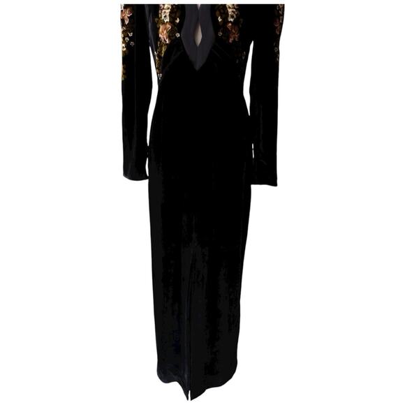 SALONI Jinx C Trimmed Floral Print Velvet Midi Dress Size 4 - Picture 6 of 16